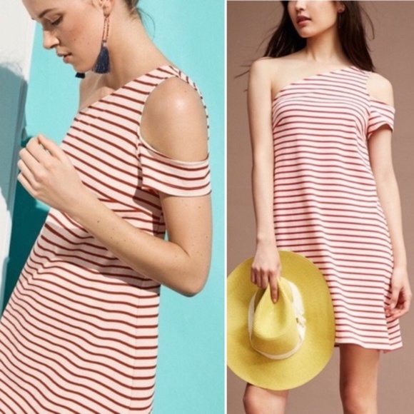 Maeve Dresses & Skirts - 🌻 Maeve Striped One Shoulder Shift Dress S Anthro